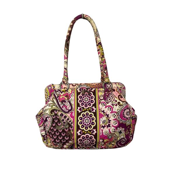 Vera Bradley Medium Bag Tote In Retired Very Berry Paisley Pattern Super Clean - Picture 2 of 9